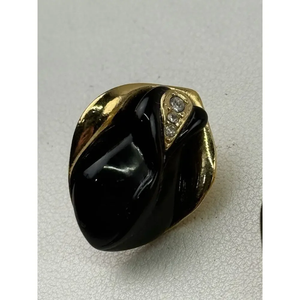 KJL Kenneth Jay Lane for Avon Black Tulip Flower Pierced Earrings Vintage - Picture 6 of 10